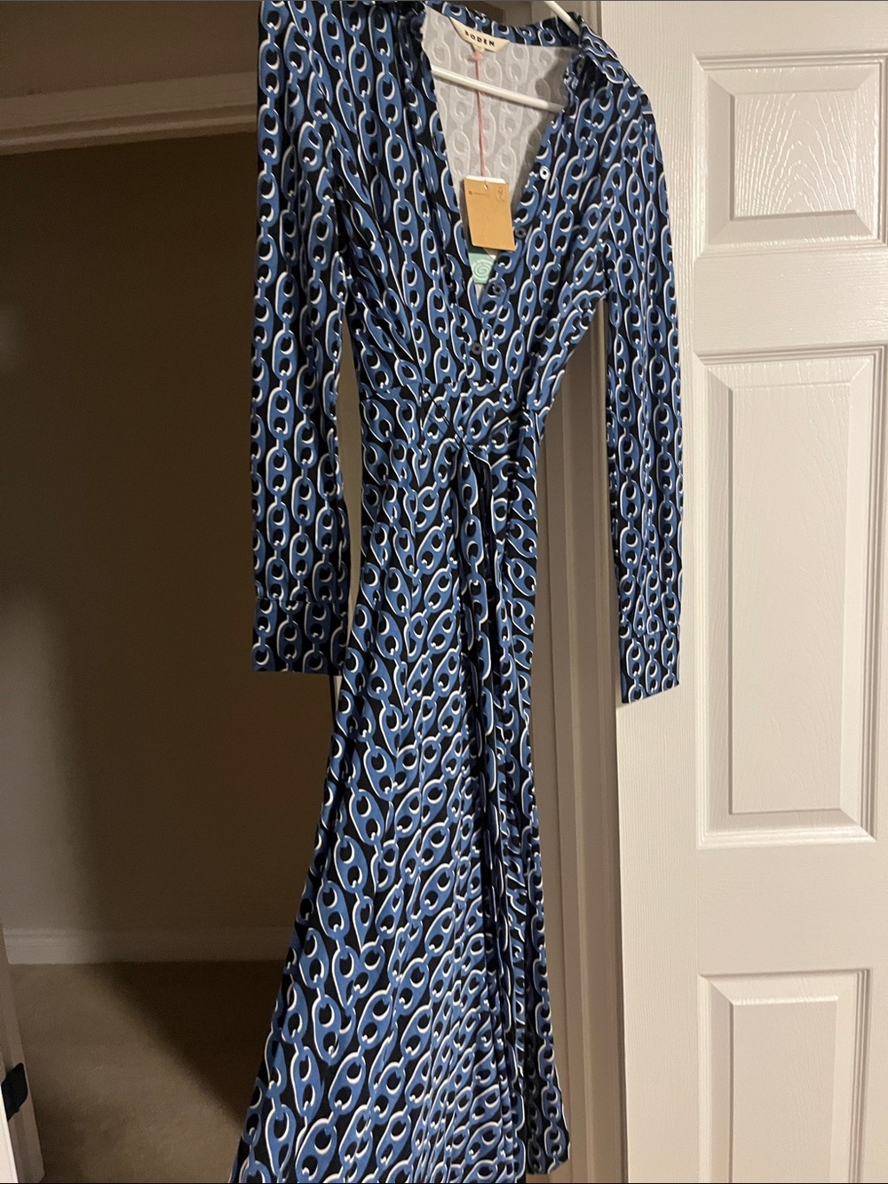 Brand new Boden blue chain link pattern cotton dress